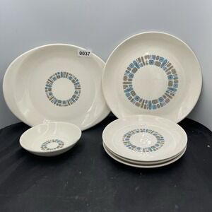 Vtg. MCM - QCanonsburg Pottery Temporama PatPlatter- Dinner - 4 Sm Plate Bowl